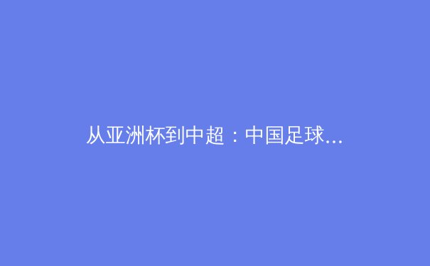 从亚洲杯到中超：中国足球的战术演进与青训困局 - 3